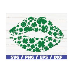 Kiss with clover SVG / St. Paddy's Day SVG / Kiss Lips SVG / Cricut / Silhouette / Iron on / Shamrock Svg / Vector