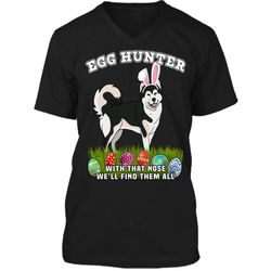 Easter Egg Hunting Dog Bunny Alaskan Malamute Shirt Mens Printed V-Neck T