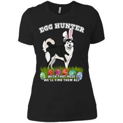 Easter Egg Hunting Dog Bunny Alaskan Malamute Shirt Next Level Ladies Boyfriend Tee