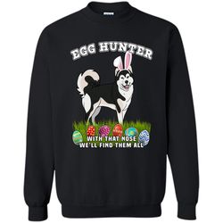 Easter Egg Hunting Dog Bunny Alaskan Malamute Shirt Printed Crewneck Pullover Sweatshirt 8 oz