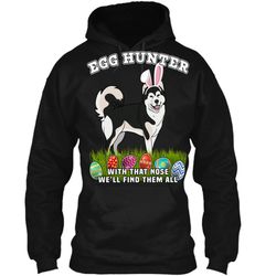 Easter Egg Hunting Dog Bunny Alaskan Malamute Shirt Pullover Hoodie 8 oz