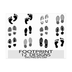 Footprint SVG/ Footprint SVG file/ Foot Svg/ Footprint Cut File/ Footstep Svg/ Foot Print/ Png/ Dxf/ Cricut Cut File/ Si