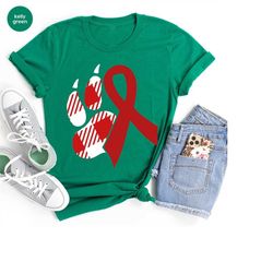 Xmas Design Pet Cancer Shirts, Tiger Paw Print Cancer Ribbon Sweatshirt for Pet Owners, Christmas Animal Cancer Awarenes