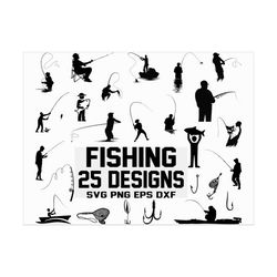 Fishing SVG/ Fisherman svg/ Fish svg/ clipart/ silhouette/ cut file/ cricut/ decal file/ digital file/ stencil file