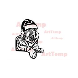 Tiger Christmas svg, New Year ornament DXF Cut file, wood laser decor, Tiger clipart, dxf for plasma cnc papercut vector
