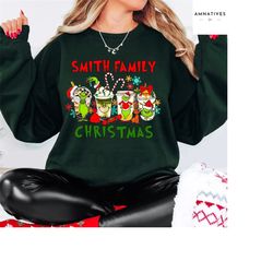 Custom Family Grinch Christmas Sweatshirt, Grinch Christmas Sweatshirt, Retro Sweatshirt, Grinch Sweatshirt