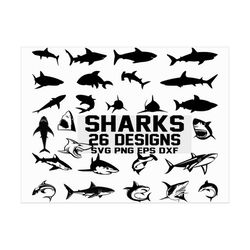 Shark SVG/ Shark Silhouette/ Shark Vector/ Clipart/ Printable/ Cut Files/ Cricut// Digital File