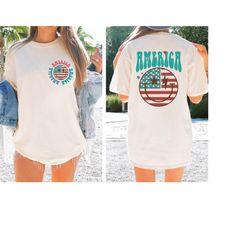 Retro America Shirt, Comfort Color Oversized Tshirt, Beach Shirt, 4th of july shirt, usa tshirt