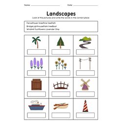 White Colorful Illustrative Landscapes Vocabulary Worksheet Digital Pdf