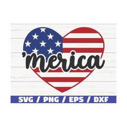 Merica Heart SVG / America SVG / Cut File / Clip art / Commercial use / Instant Download / Silhouette / 4th of July / Am