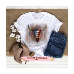 Western Bull Skull American flag PNG for sublimation mom shirt mom and dad gifts  American Flag Cow Skull skull painting