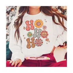 Christmas PNG trendy sublimation Groovy Retro Christmas PNG sublimation Ho Ho Ho Retro peace sign retro flowers  funny C