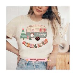 Camper png, christmas, Christmas camper, Merry & Bright, retro Camper PNG, Christmas png sublimation, vintage christmas,