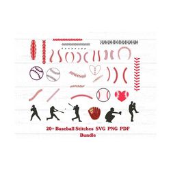 baseball svg, 20  baseball stitches svg, baseball svg png bundle,  softball  baseball threads, png, vector, cricut, digi