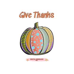 Colorful Pumpkin Sublimation PNG Design, Hand Drawn Quilted Pumpkin PNG, Patchy Pumpkin, Thanksgiving png, Halloween png