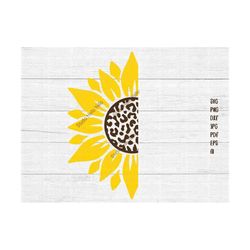 Sunflower SVG, Half Sunflower Svg, Leopard Sunflower Svg, Flower Svg, Digital Download,Clipart,Svg,Png,Dxf,Cricut,Silhou