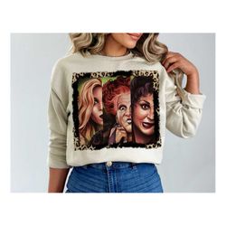Sanderson Sisters Witches PNG Leopard Print Halloween Witch Hocus Pocus Halloween Cut File Halloween Witch Faces Comic S