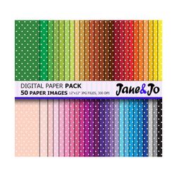 50 OFF SALE 50 Polka dot Digital Paper,Spots Polka Dots Pattern Digital Paper, Scrapbook paper, Rainbow Polka dot Backgr