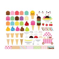 68 Ice Cream Clipart, Ice cream cone Clip art , ice cream graphics ,ice cream scoop clipart Kawaii Ice Cream Clipart kaw