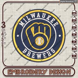 MLB Milwaukee Brewers Team Embroidery Design, MLB Embroidery Files, MLB Milwaukee Brewers Embroidery, Machine Embroidery