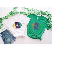 Mardi Gras Lips T Shirt, Mardi Gras Short Sleeve Shirt, Mardi Gras Festival, Gift For Her, Mardi Gras Theme Matching Shi