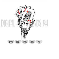 Skeleton hand with four kings svg, Four Kings SVG, Skeleton Cards Svg, Playing Cards Svg, Skeleton Poker Svg, Poker Svg,