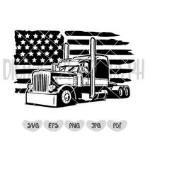 US Semi truck Svg, Semi Truck Png, Truck Driver Png, Trucker Svg, 18 Wheeler Svg, Gift for Him, Cut Files for Cricut, Cl
