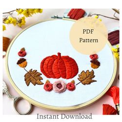 halloween pdf pattern , beginner embroidery pattern , halloween pumkin pdf pattern