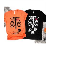 Skeleton Maternity shirt, Pregnancy shirt, Best Halloween Matching Couples Shirt, Halloween costume matching Tshirt Swea