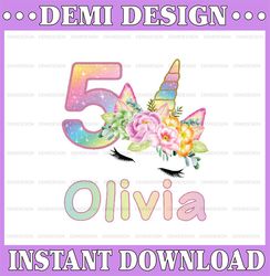 Personalized Unicorn Birthday Name Any Age Rainbow Png, Unicorn Birthday Glitter Png, Kids Birthday Png Digital Download