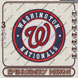 MLB Washington Nationals Team Embroidery Design, MLB Embroidery Files, MLB Nationals Embroidery, Machine Embroidery