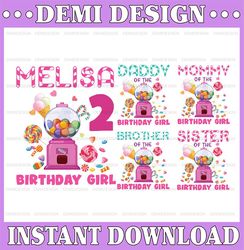 Personalized Birthday Girls Candy Birthday Png, Family Birthday Png, Lollipop birthday Sweet Candy Png, Digital Download