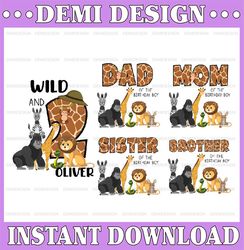 Personalized Name Age Safari Animals Birthday Family Png, Family Matching Birthday Party Wild and Family Birthday Png