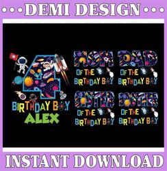 Personalized Name Family Outer Space Birthday Png, Astronaut Birthday Personalized Space Birthday Party Png, Digital