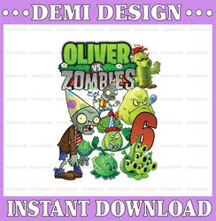 Custom Plants vs Zombies Png, Personalization Name and Age Gaming Birthday Zombies Design Png, Print Instant Digital