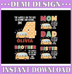 Personalized The Wheels Family Matching Wheels On The Bus Birthday Png, Personalized Nursery Birthday Png, Digital
