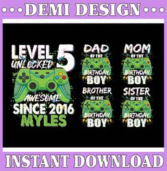 Personalized Name and Age Gamer Birthday Level Unlocked Png, Matching Family Birthday Png, Gaming Birthday Video Game