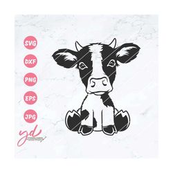 Cute Cow Sitting Svg Png | Cow Svg | Farm Animal Svg | Farm Cow Svg | Cute Cow Face Svg | Farm Svg | Baby Cow Svg | Girl