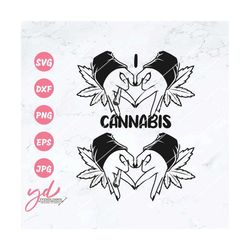 I Love Cannabis Svg | Heart Shape Hands Svg | Smoking Weed Svg | Smoking Cannabis Svg | Smoking Joint Svg | Heart Svg |