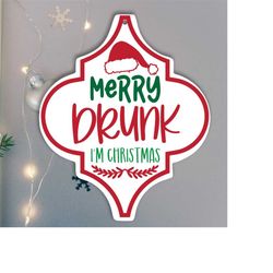 Merry Drunk I'm Christmas | Christmas Arabesque Tile Ornament | svg png dxf eps jpg | Lowes Ornament Graphic Clipart | I