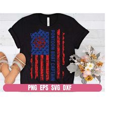 Design Png Eps Svg Dxf Pontoon Boat Captain American Flag Printing Sublimation Tshirt Digital File Download