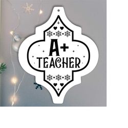 A Teacher | Christmas Arabesque Tile Ornament | svg png | Lowes Ornament Graphic Clipart | Instant Download | Teacher Ap