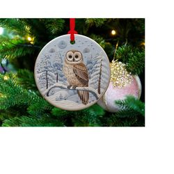 3d Owl 1 | Ceramic Christmas Ornament | Housewarming Gift | New Home Gift | Christmas Tree Decoration | Gift For Mom | H