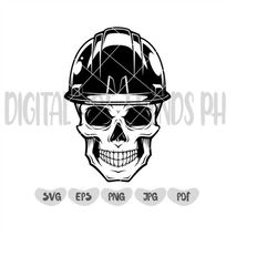 skull with hard hat svg | construction svg | engineer svg | construction t-shirt | cricut & silhouette | printable | vec
