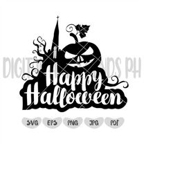 Happy Halloween - Instant Digital Download - svg, png, pdf, and eps files included! Halloween Sign, Pumpkin, Jack O Lant