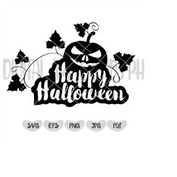 Happy Halloween - Instant Digital Download - svg, png, pdf, and eps files included! Halloween Sign, Pumpkin, Jack O Lant