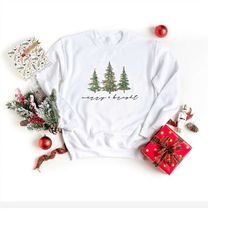 Merry and Bright Christmas Sweatshirt for Women, Women Christmas Sweatshirt, Merry & Bright Sweatshirt, Christmas tree,