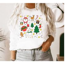 Cute Christmas elements, Christmas Sweatshirt, Sweatshirt, Gift Idea, minimal Christmas design, Christmas Gifts for her,