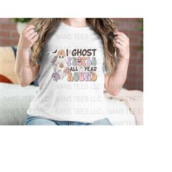 I Ghost people all year round | Retro Halloween Themed Graphic Clipart | Instant Digital Download