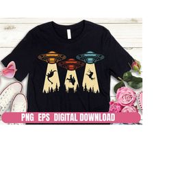 Funny Vintage UFO Alien Design Png Eps Printing Sublimation Tshirt Digital File Download